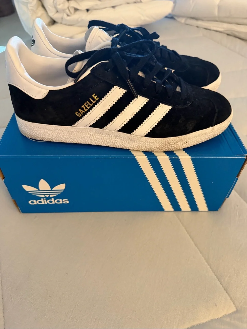 adidas Black & White Gazelle Suede Sneakers
